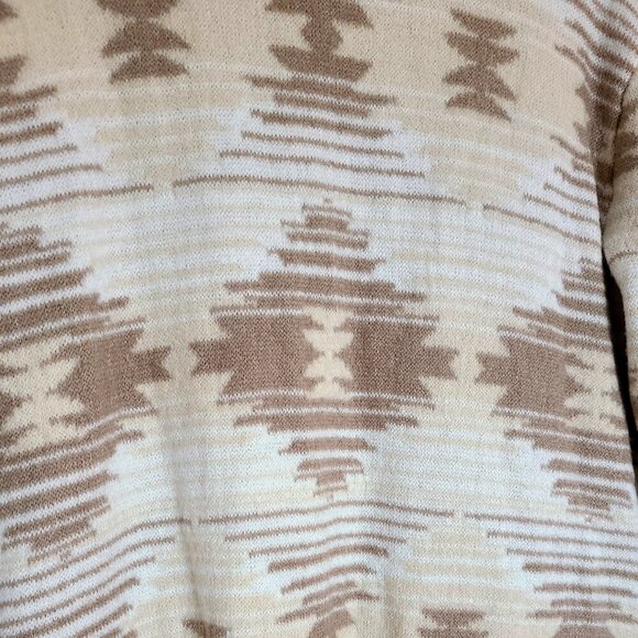 Time And Tru Women’s Cardigan 4-6 Tan Nordic Sweater Aztec Fall Oversized Long - Picture 3 of 9